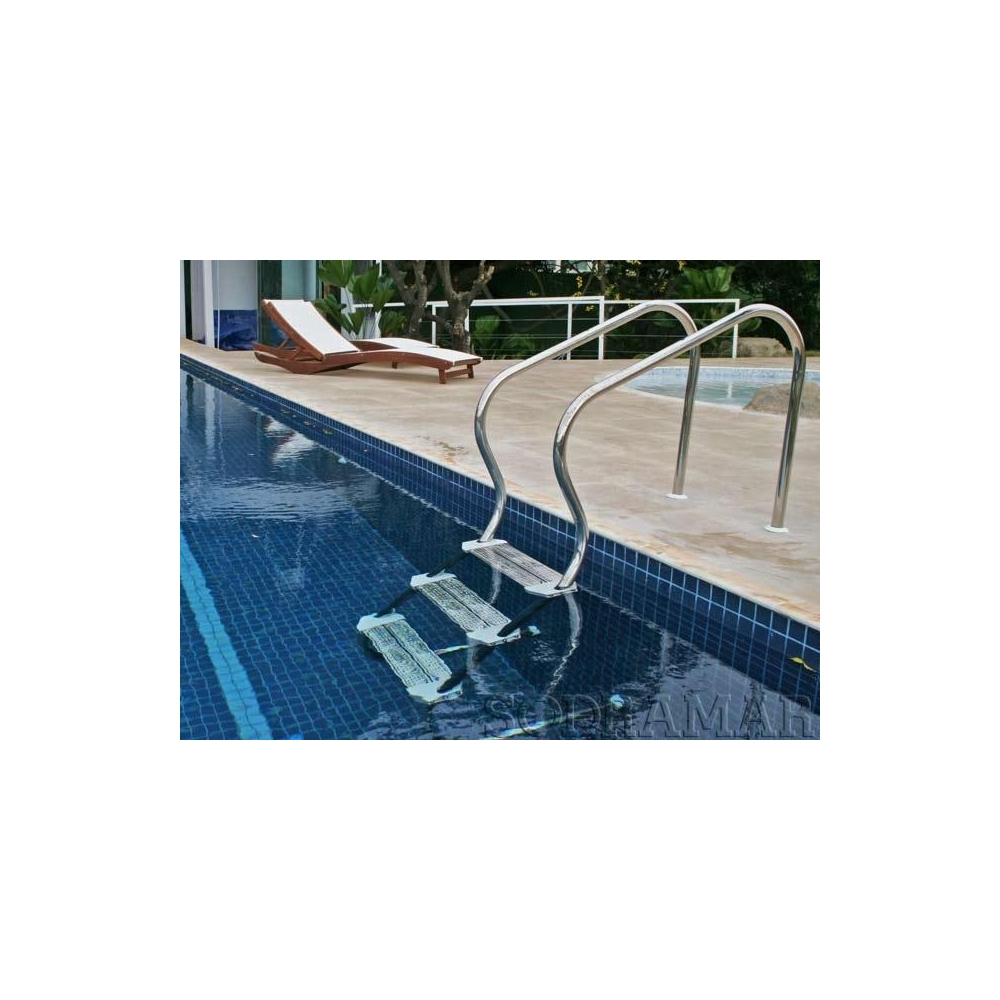 Escada Confort  2Pol 3 Degraus Inox Sodramar