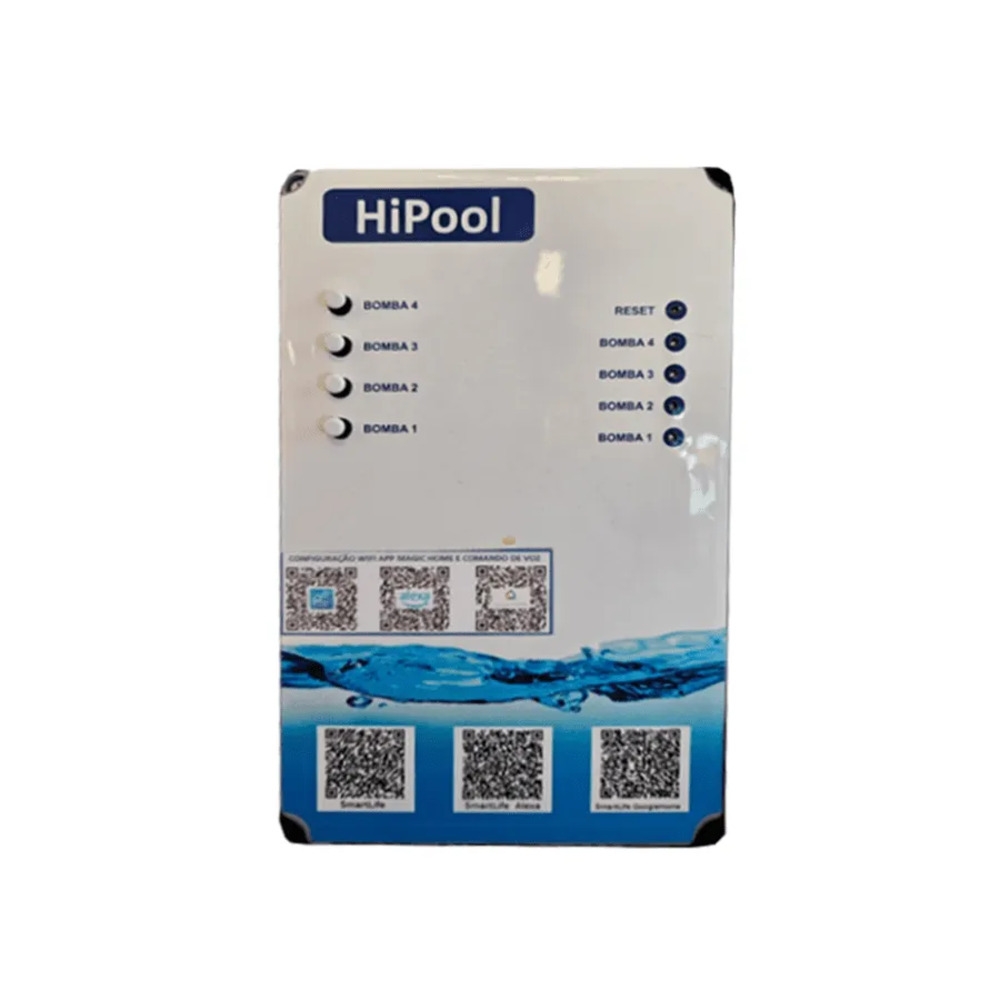 HIPOOL CAIXA SMART PLUS 10A WI-FI ALEXA LEDS SAIDA 4 BOMBAS
