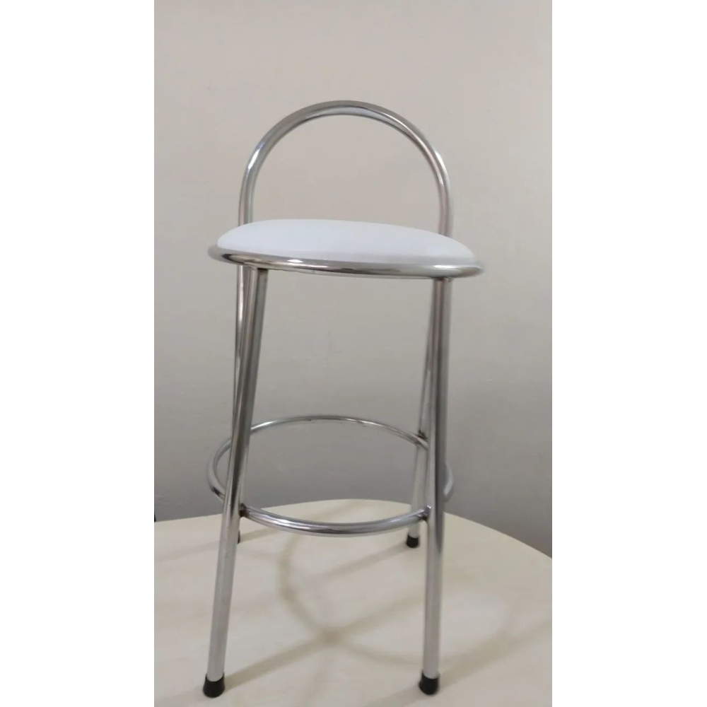 BANQUETA.METAL 67CM CROMADA COM ENCOSTO ARCO SHOW ROOM