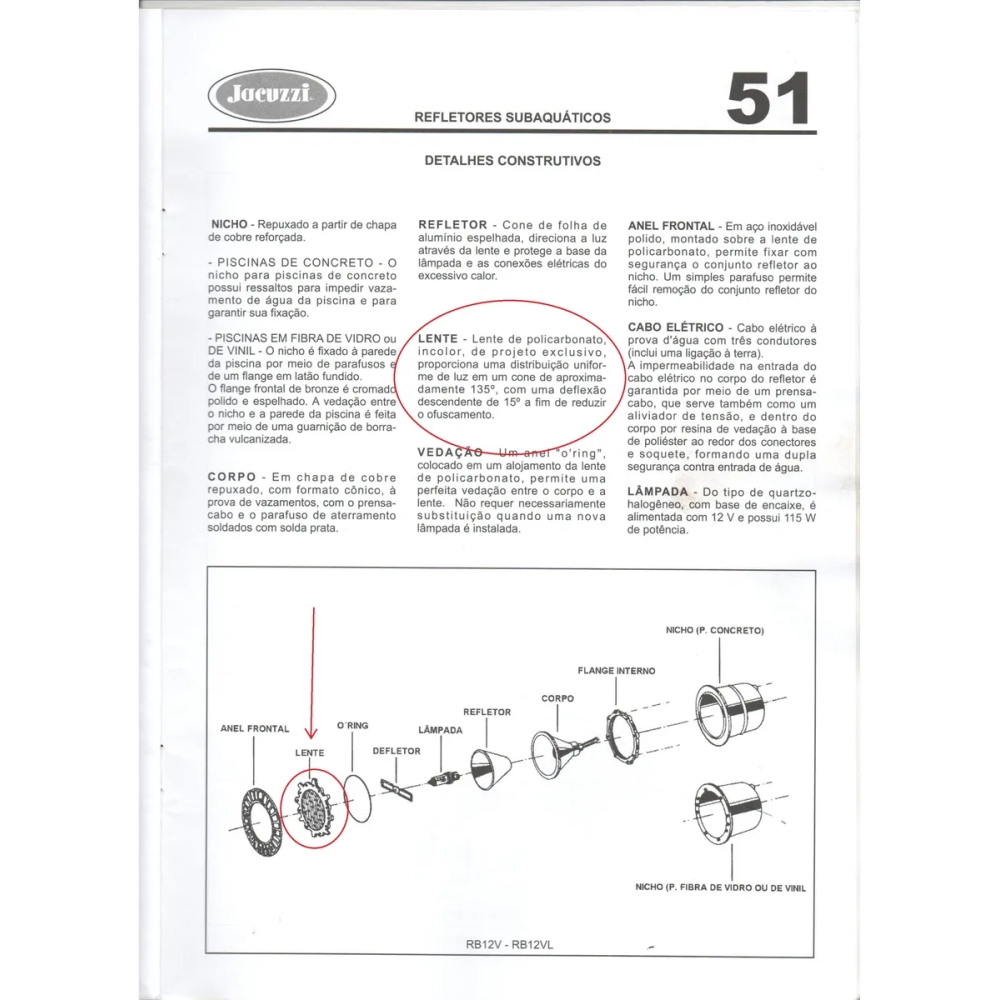 FLANGE FRONTAL RB12VL BRONZE/CROMADO JACUZZI