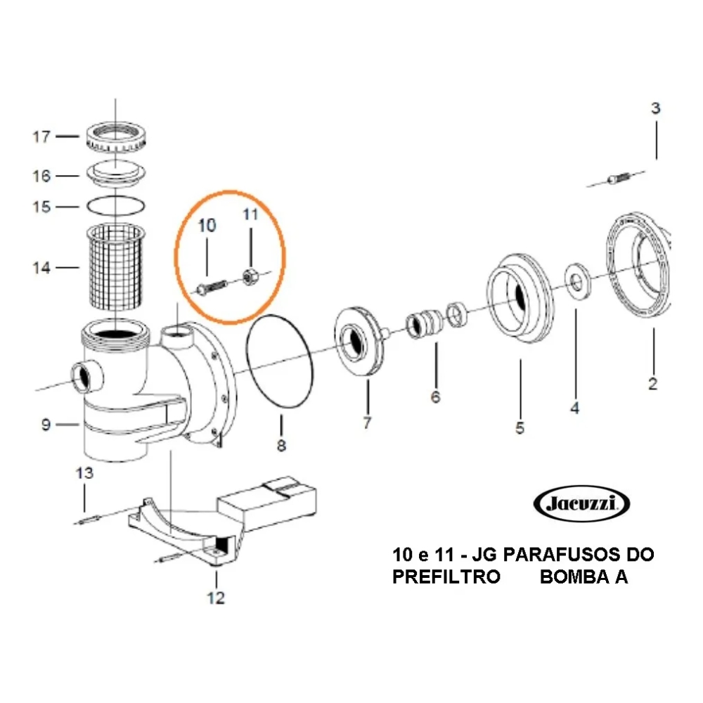 CJ PARAFUSO INOX C/ ARRUELA E PORCA BOMBA  A JACUZZI
