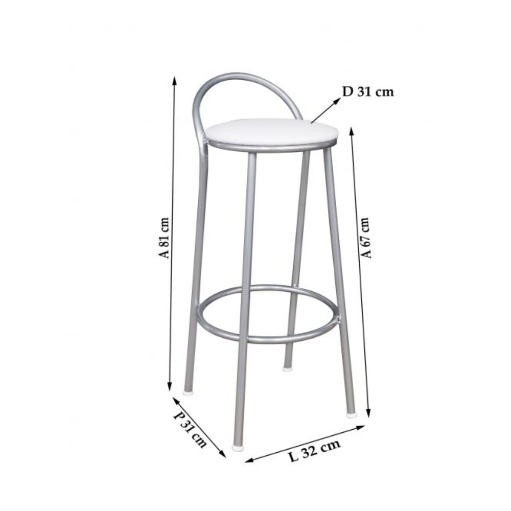 BANQUETA.METAL 67CM CROMADA COM ENCOSTO ARCO SHOW ROOM
