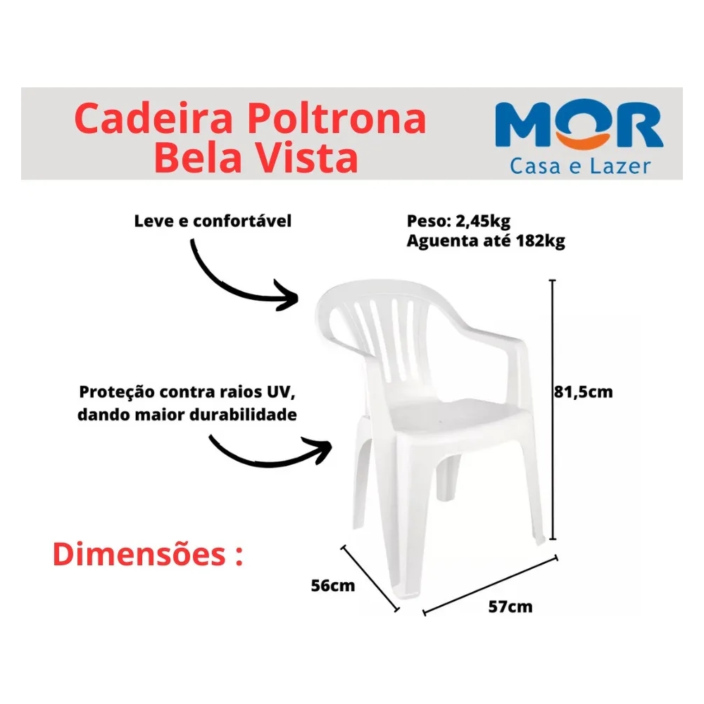 CADEIRA MOR BELA VISTA PLASTICA BRANCA 182KG