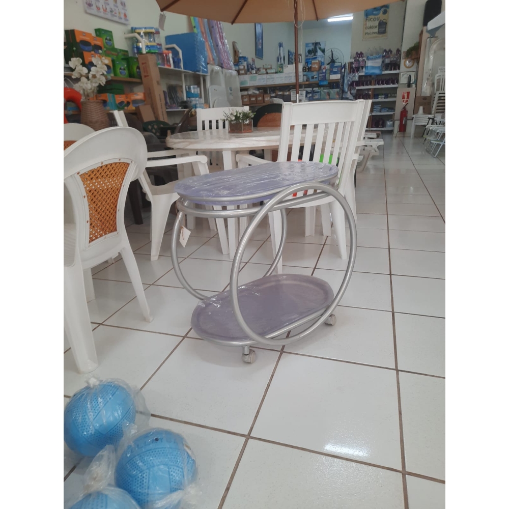 Carrinho Bar em Alumínio e Acrilato Azul DAF