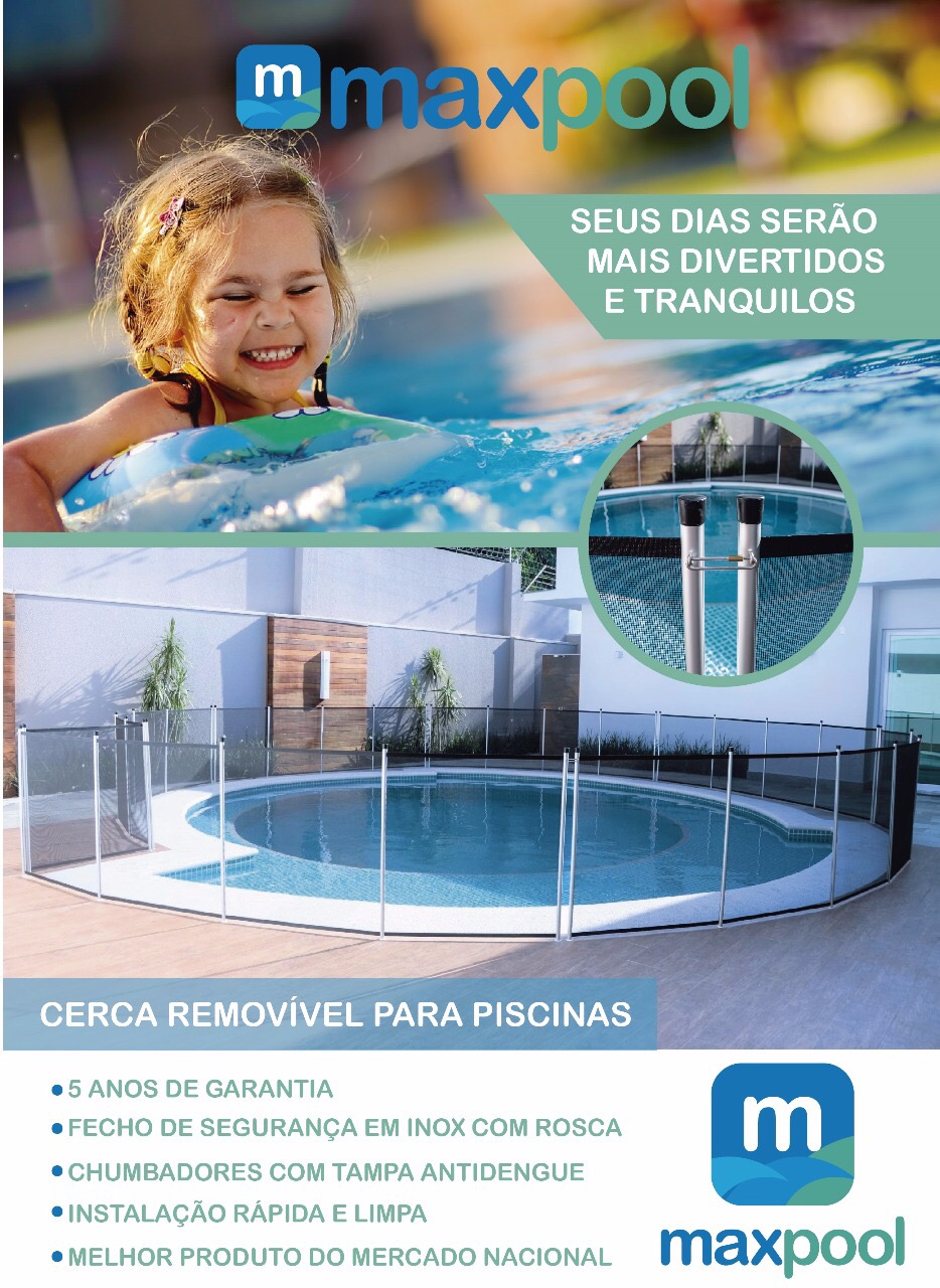 CERCA PROTECAO PISCINA MODULO 5MTS ANODIZADA PARAFUSOS INVISIVEIS MAXPOOL
