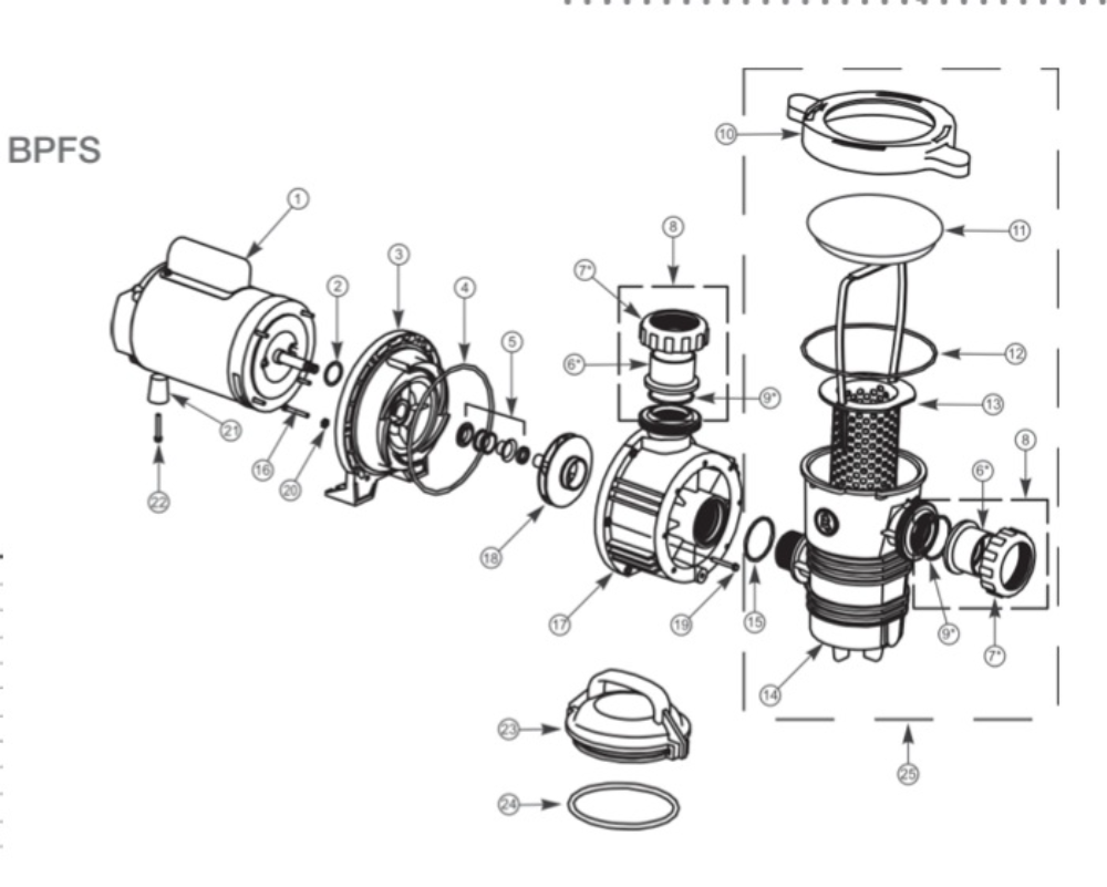 TAMPA PRE FILTRO BOMBA BPFS ACRILICA COM TRAVAS MOD. ANTIGO