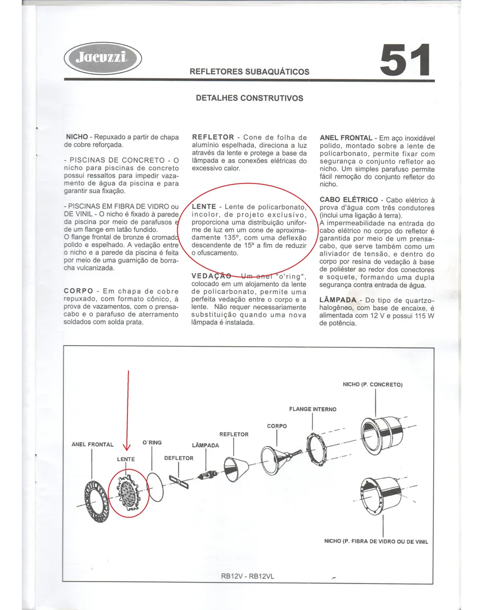 FLANGE INTERNA REFLETOR RB 12VL BRONZE JACUZZI